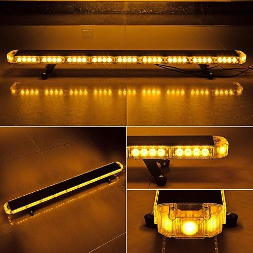 Miniatura 3 de CORP Set - Barra de luz estroboscópica de 46 pulgadas, 78 luces LED de advertencia multifunción ámbar y lámpara intermitente ultra delgada de 6