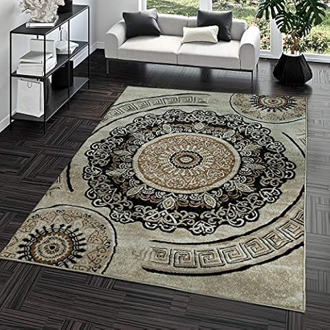 TT Home Alfombra Diseño Salón Motivos Mandala Oriental Marrón Beige Cover