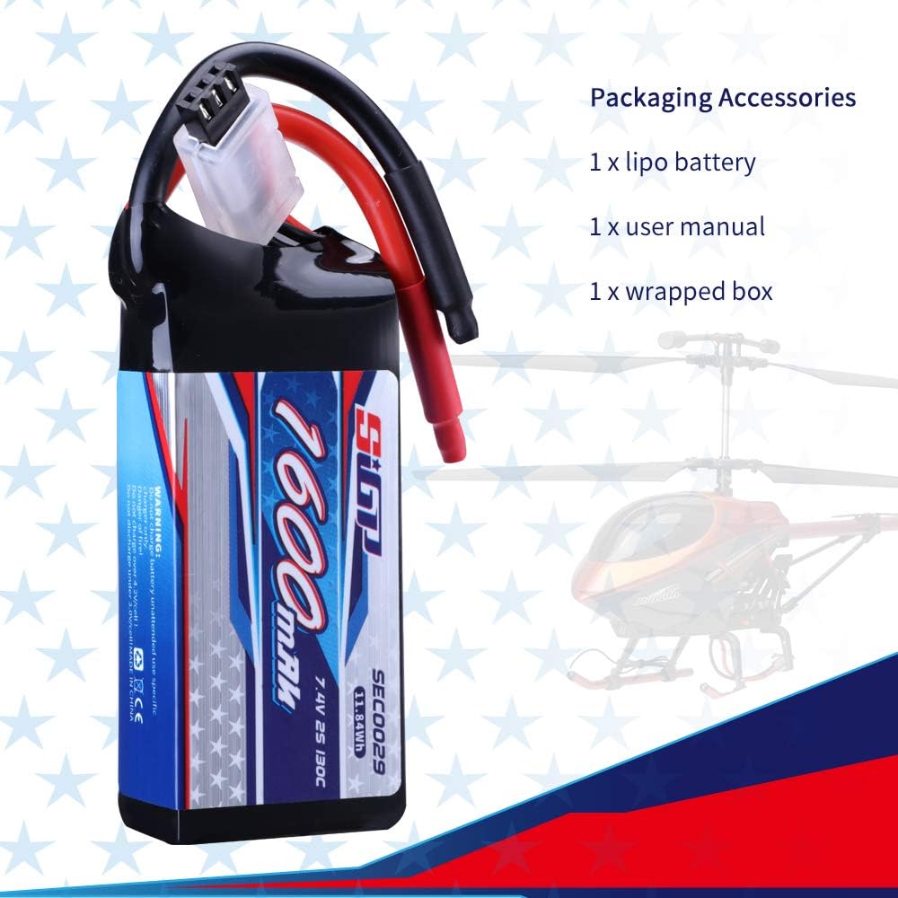 2S Lipo Battery 1600mAh 7.4V 130C Soft Pack with XT60 Plug for RC Helicopter Airplane FPV Drone Quadcopter Racing Hobby