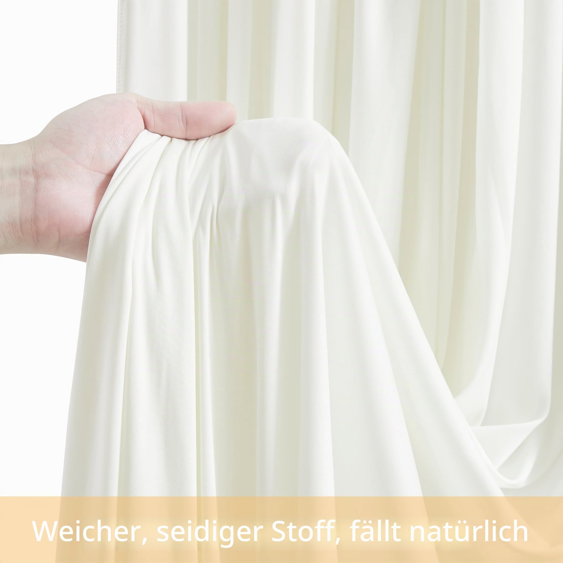 4 Paneele, elfenbeinfarbene Hintergrundvorhänge für Hochzeit, Party, knitterfreie Hintergründe, Vorhangvorhänge, Stoffdekorationen, Fotohintergrund, Tuch für Babyparty, Fotografie, Bühnenempfang, 6 m