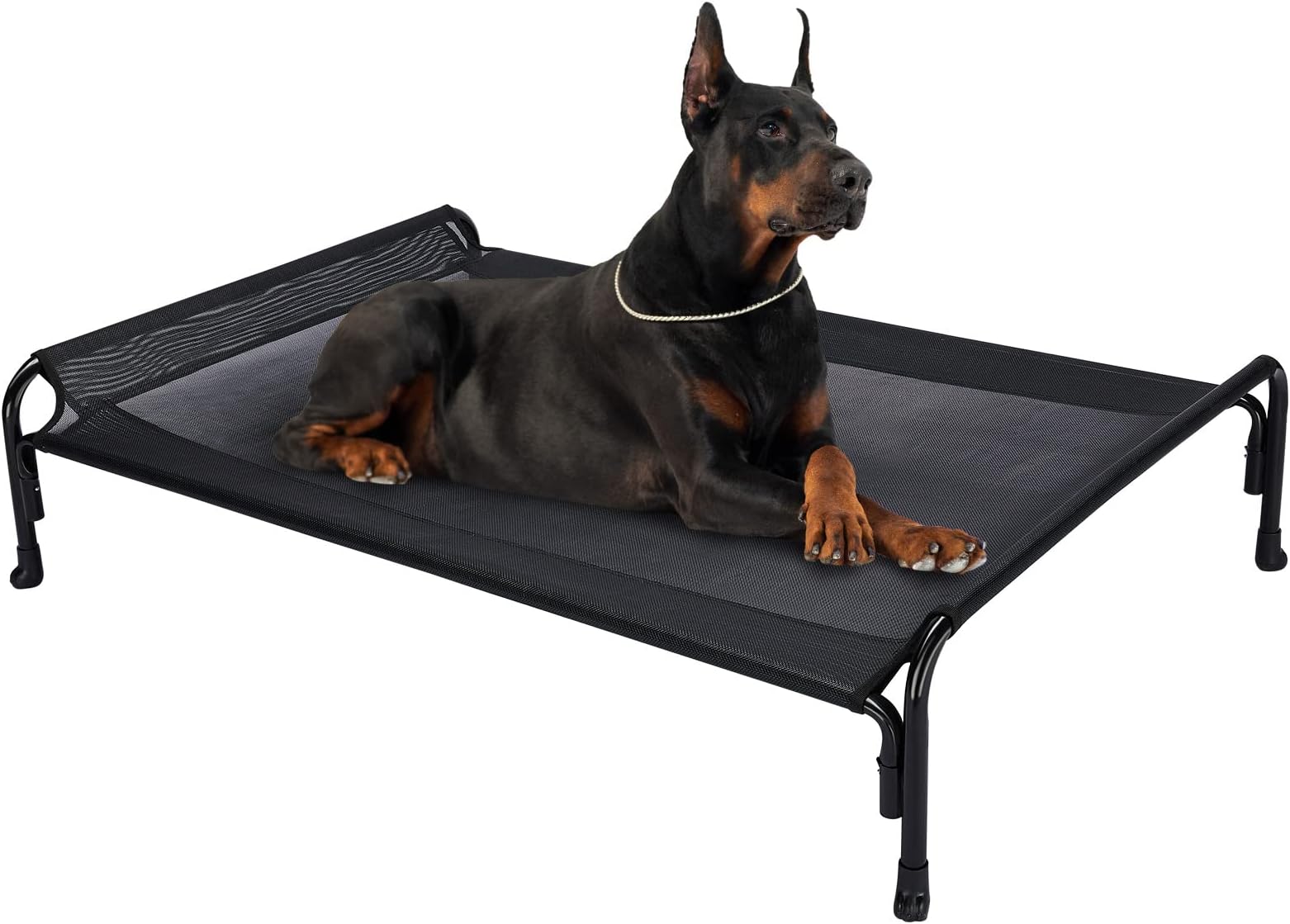 Veehoo Cooling Elevated Dog Bed, Outdoor Raised Dog Cots Bed for Extra Large Dogs, Chew Proof Standing Pet Bed with Washable Breathable Mesh, No-Slip Feet for Indoor Outdoor, X-Large, Black