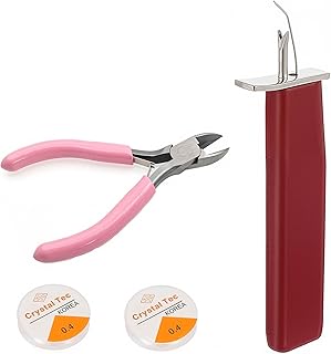 Bead Knotting Tool and 4.5 Inch Precision Diagonal Pliers Set, Professional Jewelry Making Kit for Creating Secure Knots in Pearls & Beads, Wire Cutters with Pink TPU Handle for DIY Crafts, Repairing