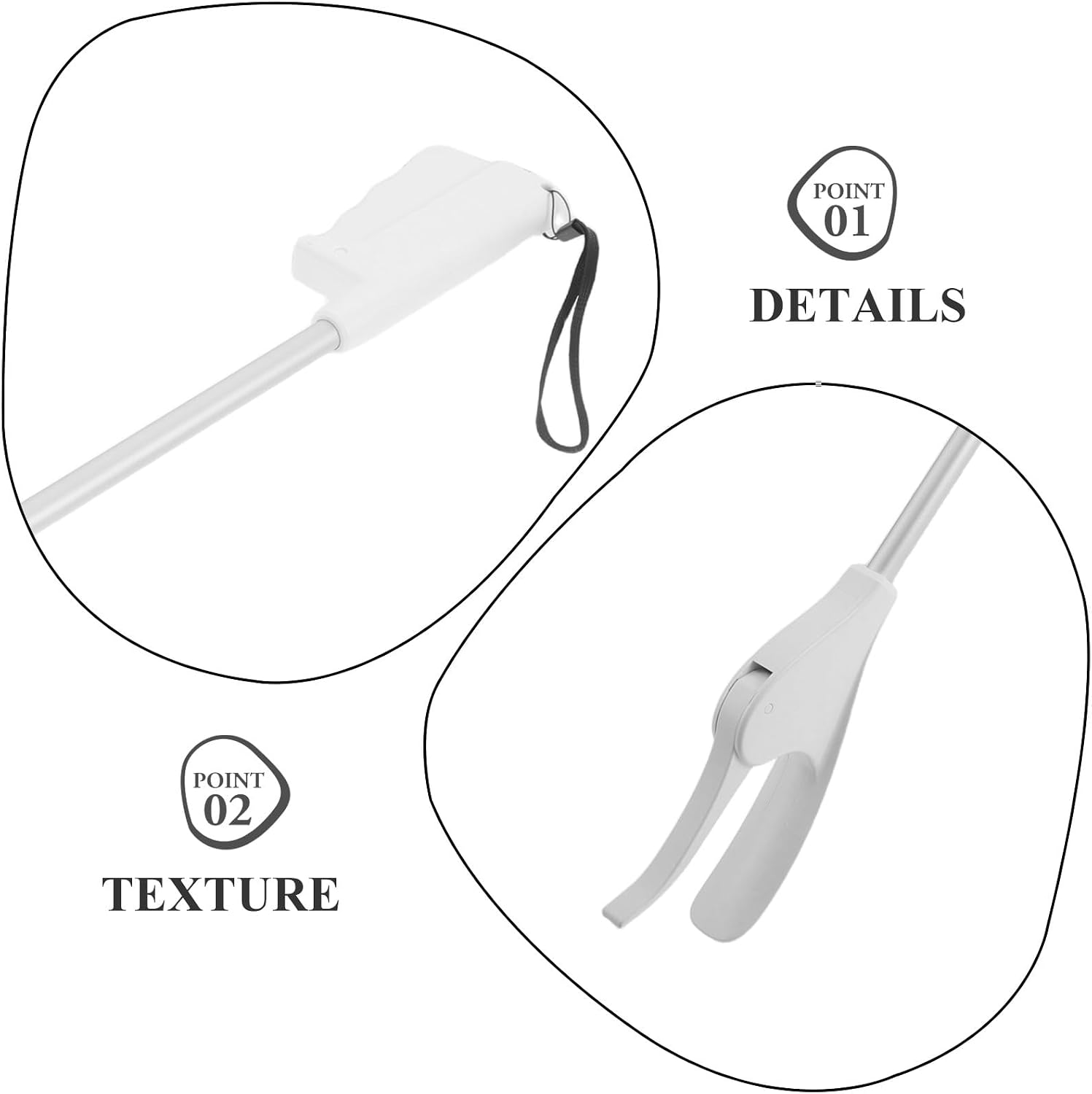 Long Handle Garbage Pickup | 28" Grabbing Reacher | Litter Picker with Comfortable Grip | Rubbish & Leaf Picker | for Easily Reaching and Collecting Rubbish,White