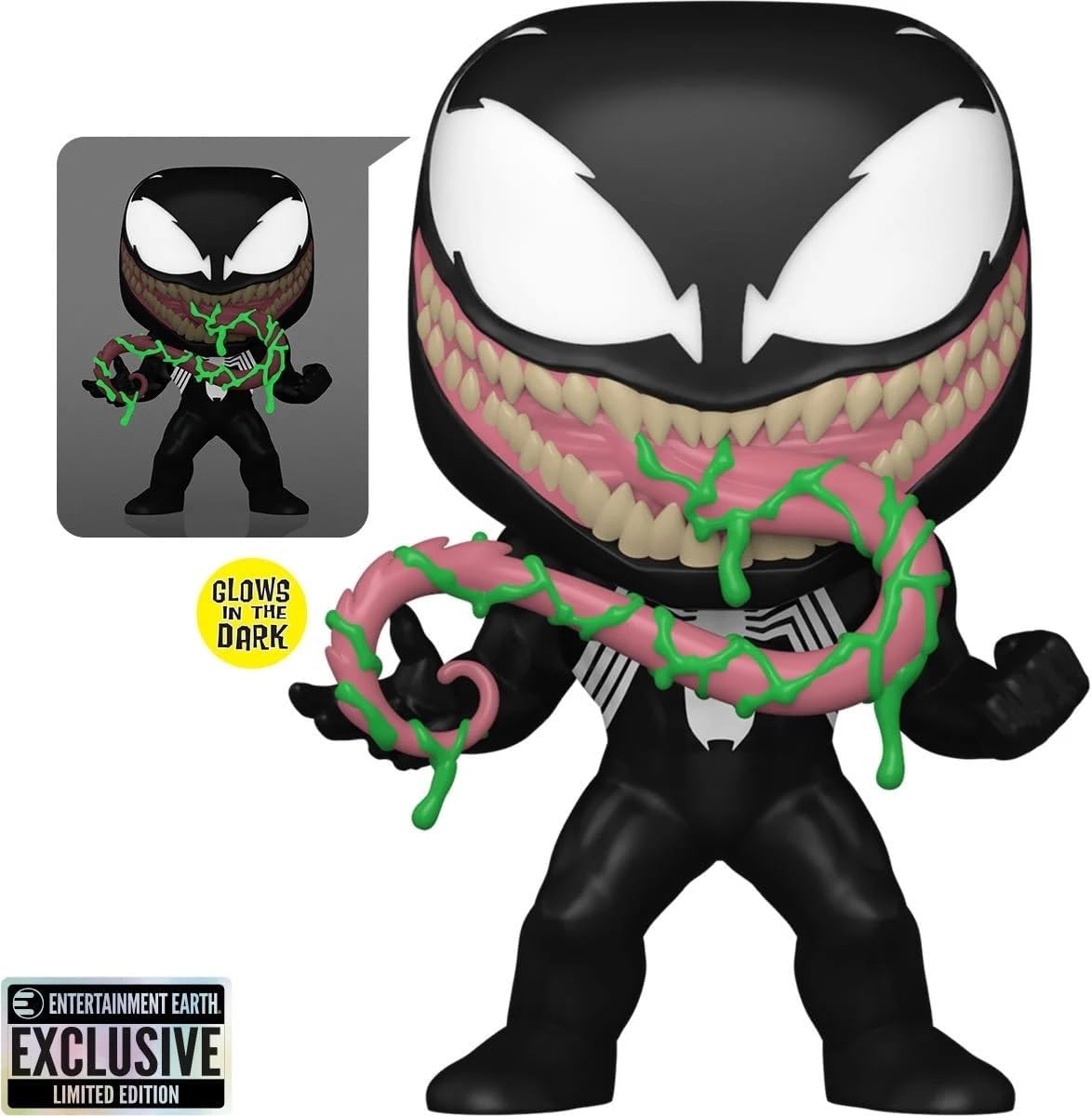 POP Marvel: Venom with Ooze (Glow-in-The-Dark) Limited Edition Funko Vinyl Figure (Bundled with Compatible Box Protector Case), Multicolored, 3.75 inches