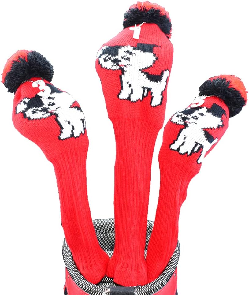 Hauni Stripes Knitted Golf Club Head Covers 3 Piece Set 1 3 5 Driver and Fairway HeadCovers Fits 460cc Drivers : Everything Else