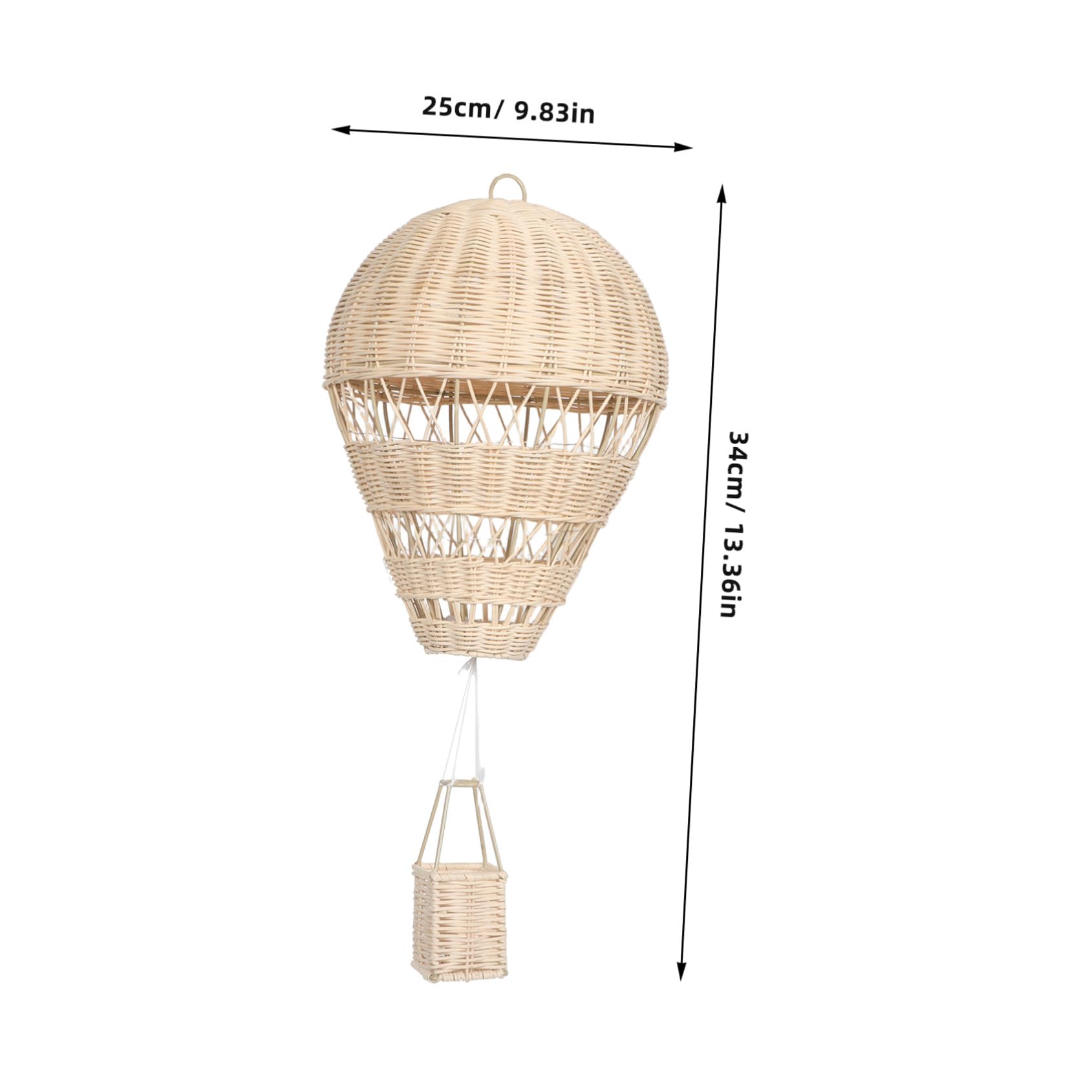 Artibetter Geflochtener Rattan Heißluftballon Hängedekoration mit Lichterkette für Kinderzimmer Wohnraum Fotorequisite