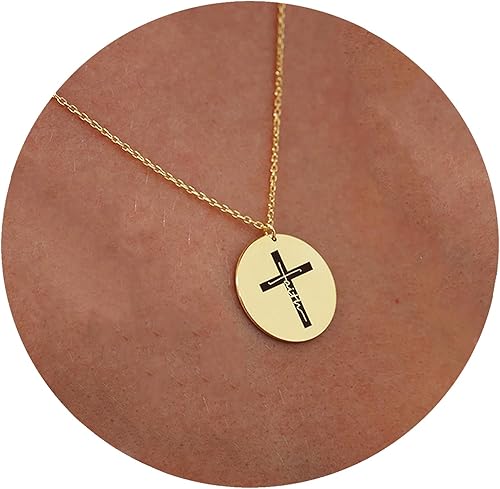 Miniatura 2 de STRADIOS Collar minimalista con cruz de flor de fe simple con texto en inglés "I Can Do All Things Through Christ Who Strenghthens Me", colgante