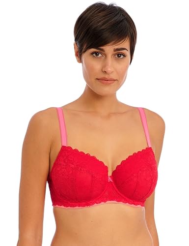 Freya Women's Offbeat Underwire Padded Half Cup Bra, Chilli Red, 34F