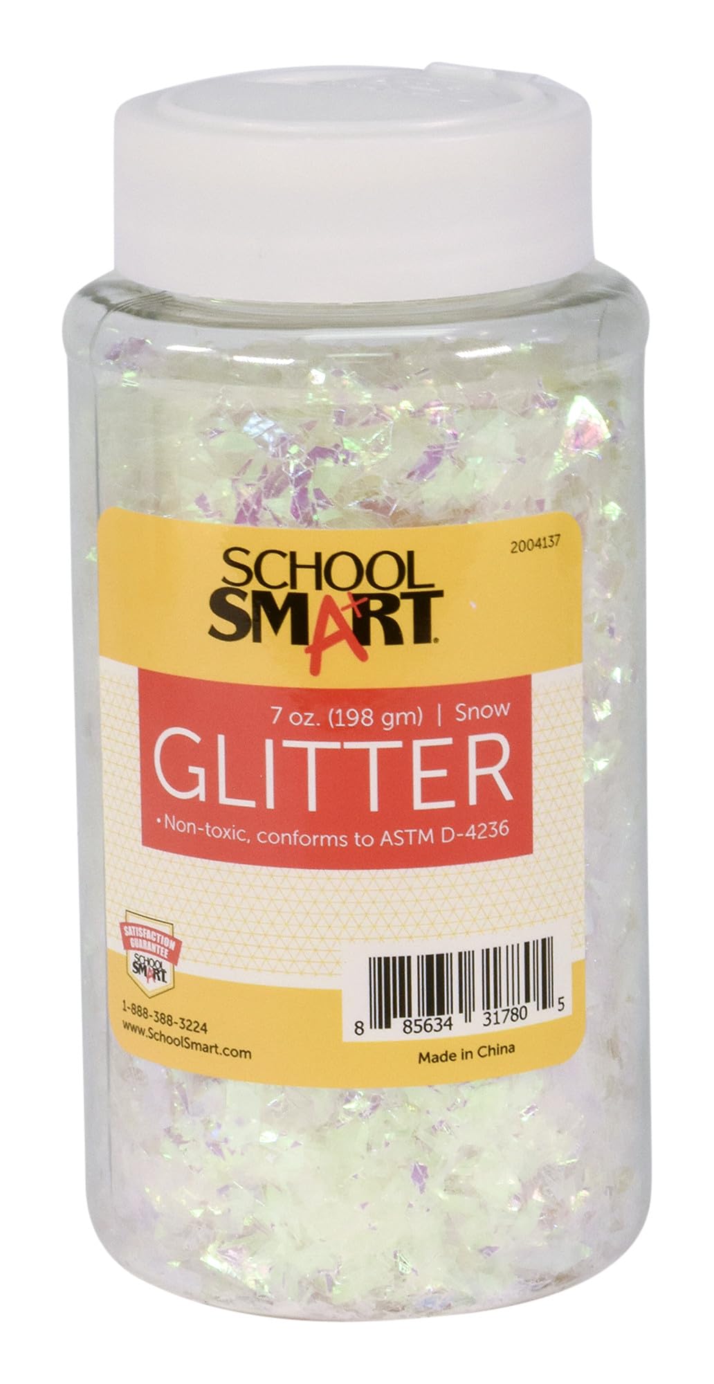 School Smart Craft Glitter, 7 Ounce Jar, Snow