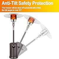 Vista 5 de Hykolity Calentador de patio de 50,000 BTU con caja de arena, diseño de mesa, quemador de acero inoxidable de doble capa, ruedas, sistema