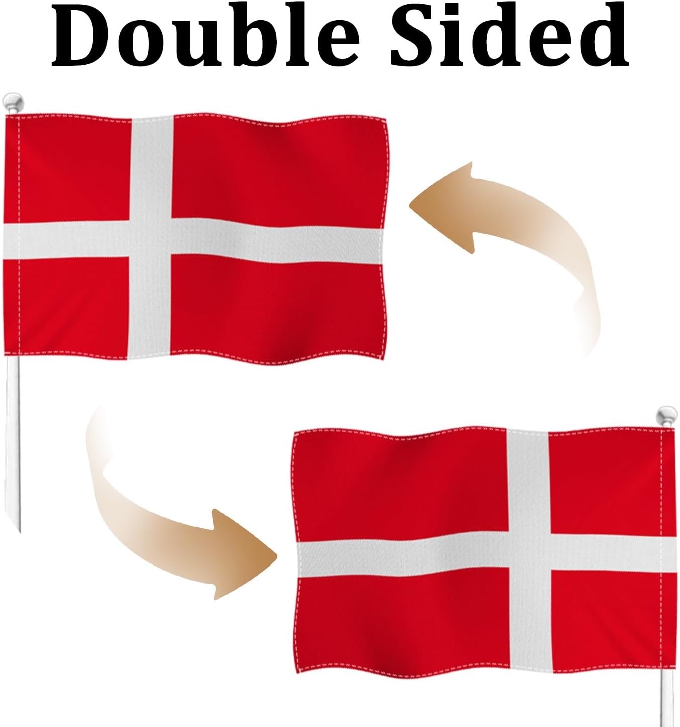 Denmark Danish Flag 3x5ft Double Sided Premium Burlap National Country Banner Heavy Duty Vivid Color Fade Resistant Pole Sleeve Durable TearProof for Outdoor Yard Patio Garden Decor