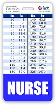 Nurse Badge Buddy Vertical w/Height & Weight Conversion Charts Blue