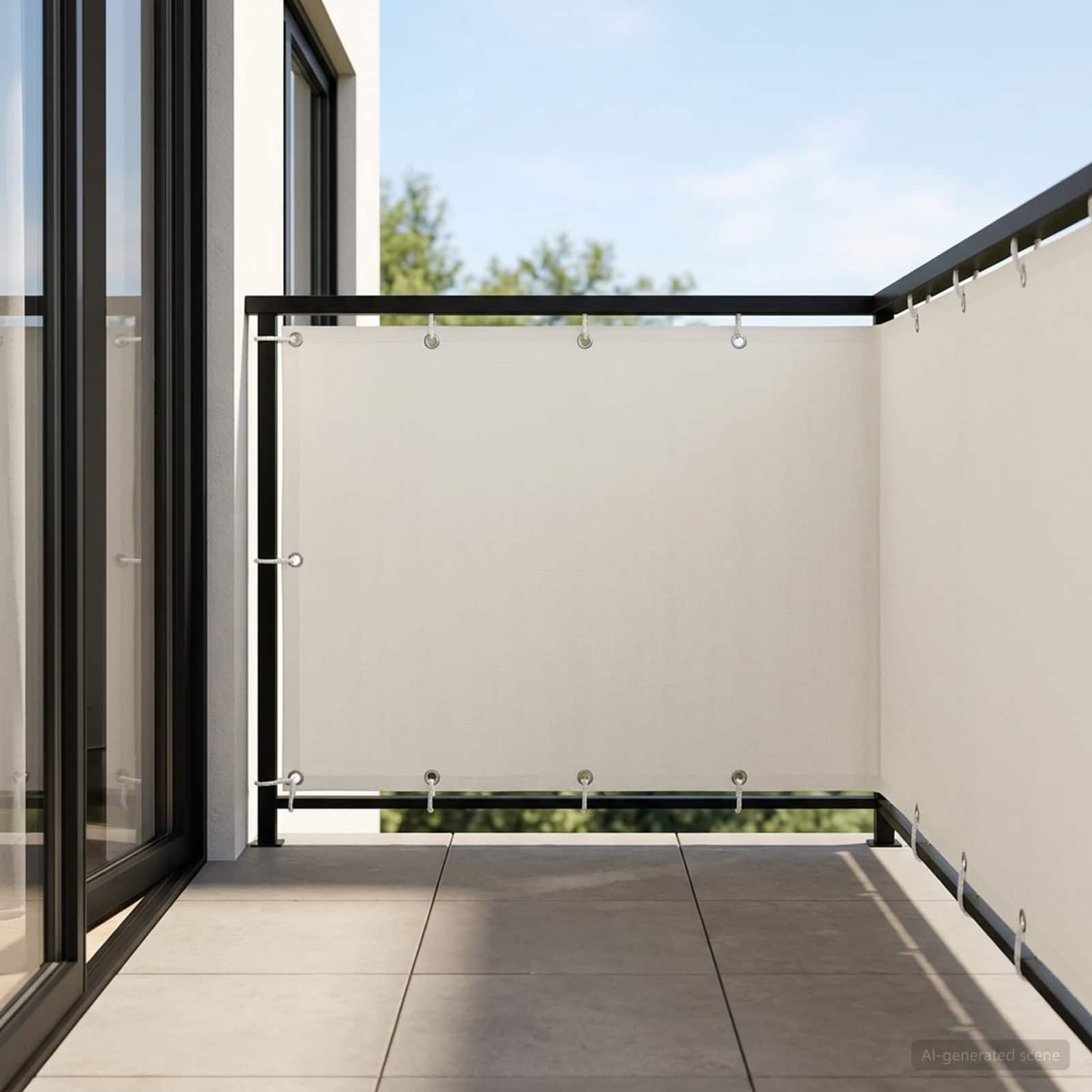 Gecheer Balkon Sichtschutz 1,2 x 15 m Stoff mit PU-Beschichtung Weiß, Balkonsichtschutz Balkonbespannung Balkonverkleidung für Dachterrasse Camping Gewerbe42036760
