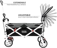 Vista 2 de Creative Outdoor Push Pull - Carro plegable para carga Playa Parque Jardín Deportes y Camping Negro con dosel