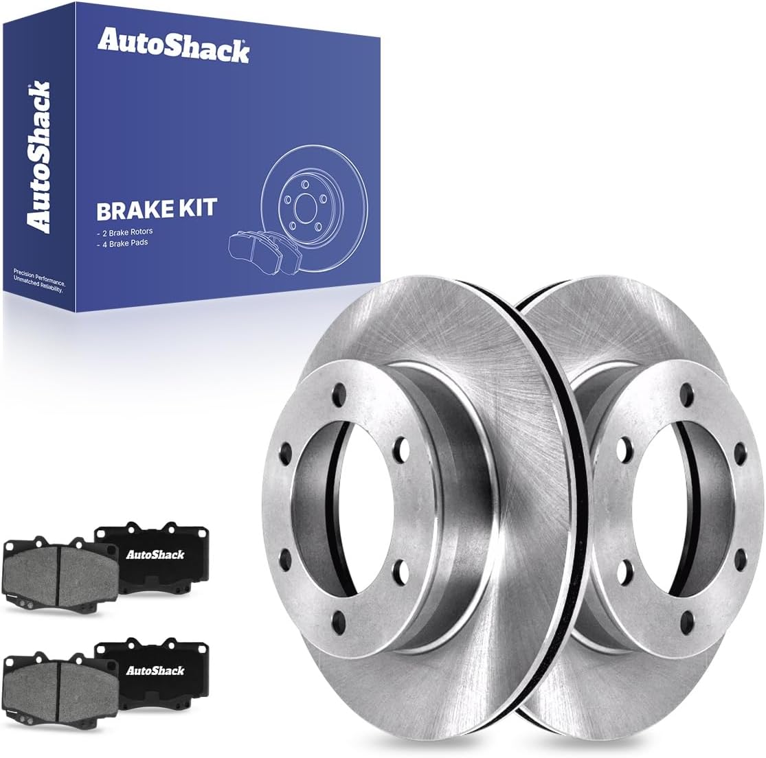 AutoShack Front Brake Rotors & Ceramic Pads for Toyota, Tacoma 1999-2004, 4WD RWD L4 2.4L 2.7L V6 3.4L - 11.67" (296.5 mm), 6-Lug