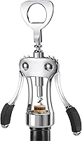KORCCI Heavy-Duty Zinc Alloy Wing Corkscrew Wine Opener - Multifunctional Beer Bottle Opener with Ergonomic Non-Slip Handle