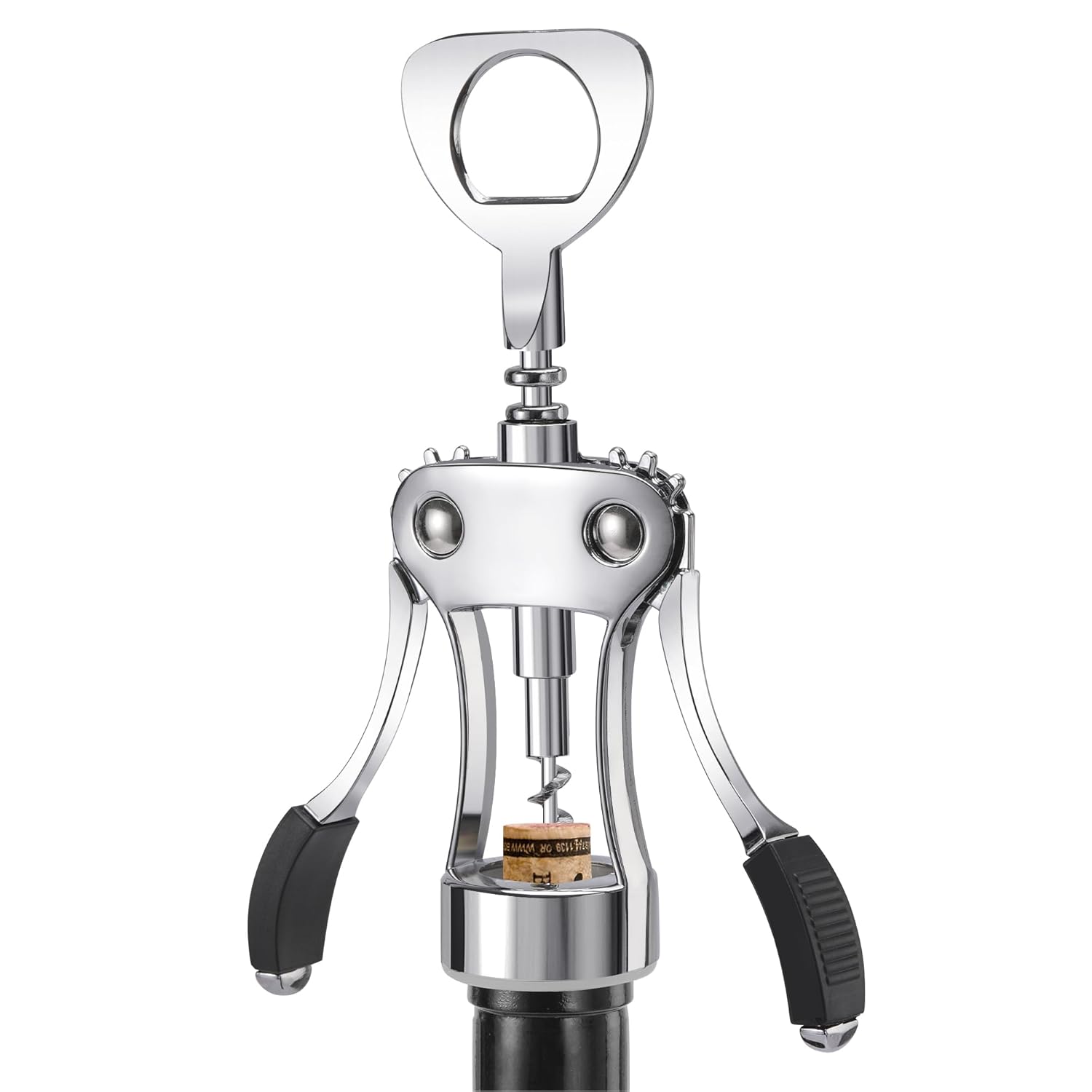 KORCCI Wine Opener Heavy-Duty Zinc Alloy Wing Corkscrew Premium Beer Bottle Opener Multifunctional Wine Accessories with Ergonomic Handle