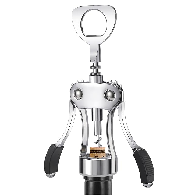 KORCCI Wine Opener Heavy-Duty Zinc Alloy Wing Corkscrew Premium Beer Bottle Opener Multifunctional Wine Accessories with Ergonomic Handle