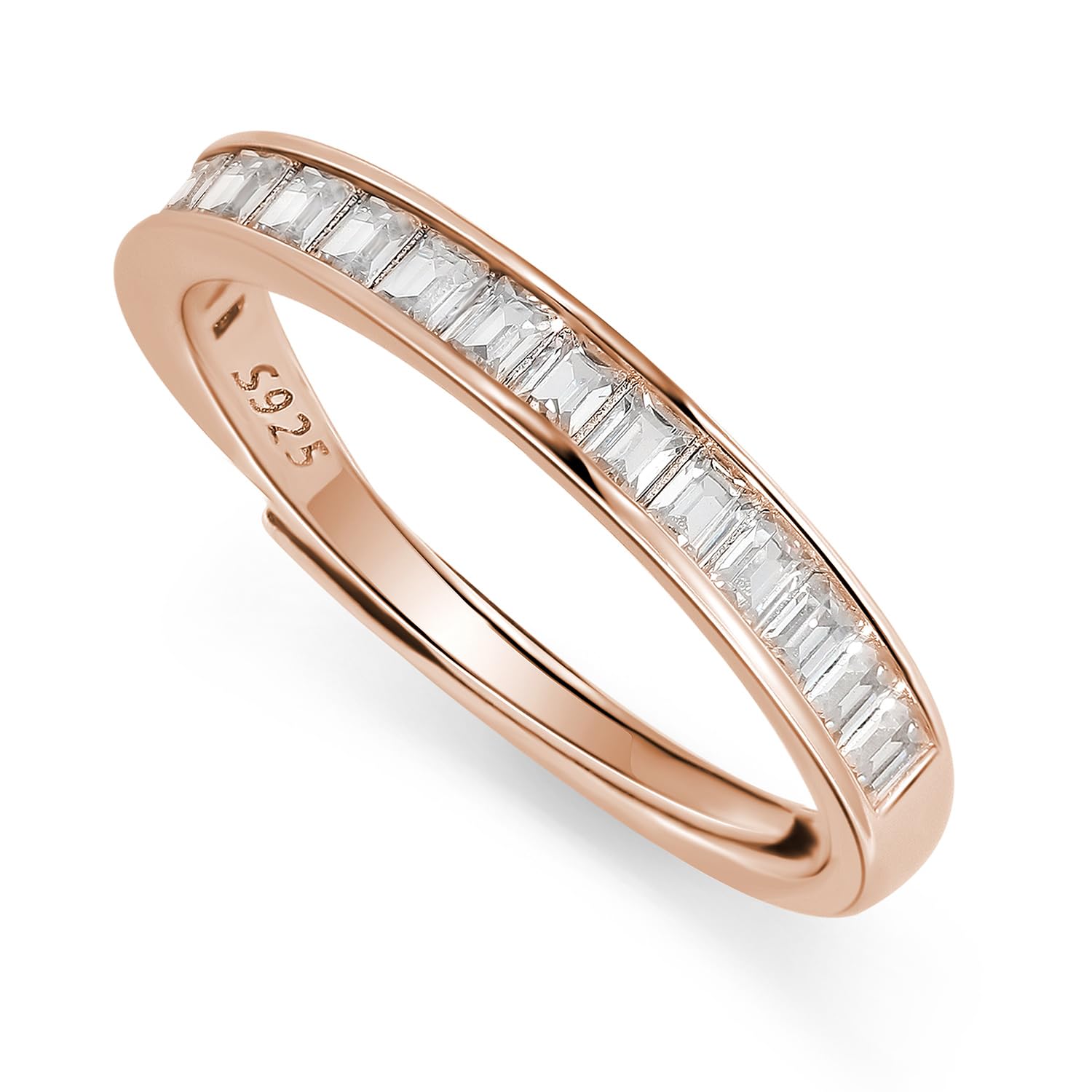 Ringe für Damen, Zirkonia, Braut- und Eheringe, größenverstellbar, Kanalschliff-Diamant, 925er-Stapelring für Sie, Silber
