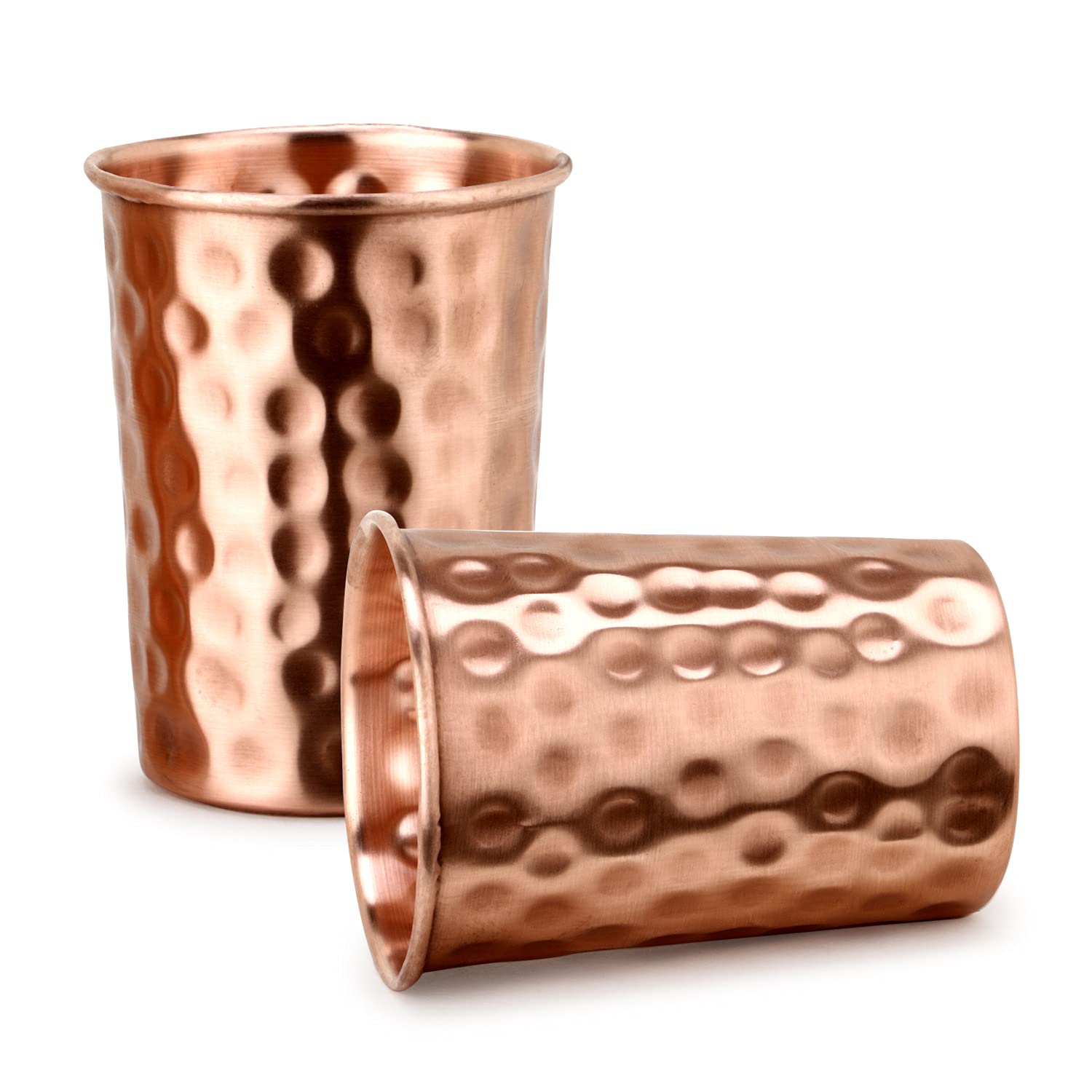 Zap Impex® receptacle hammered copper glass, 100% pure copper tumbler Ayurvedic healing set of 2
