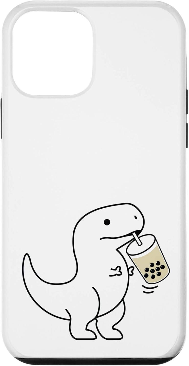 iPhone X/XS Kawaii Cute Dino T-rex Drinking Boba Milk Tea Case