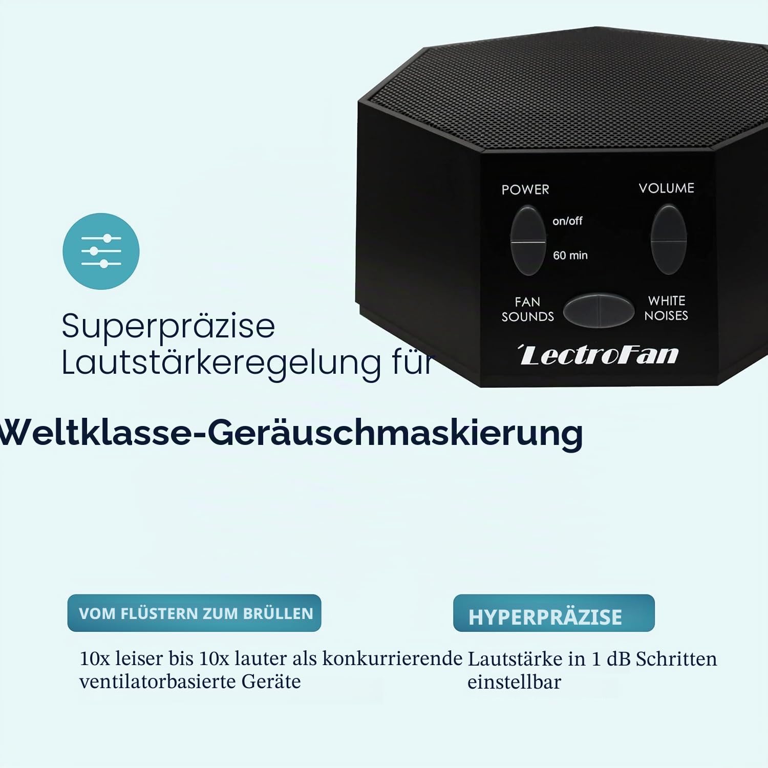 LectroFan Weißes Rauschgerät mit Lüftergeräuschen Schwarz