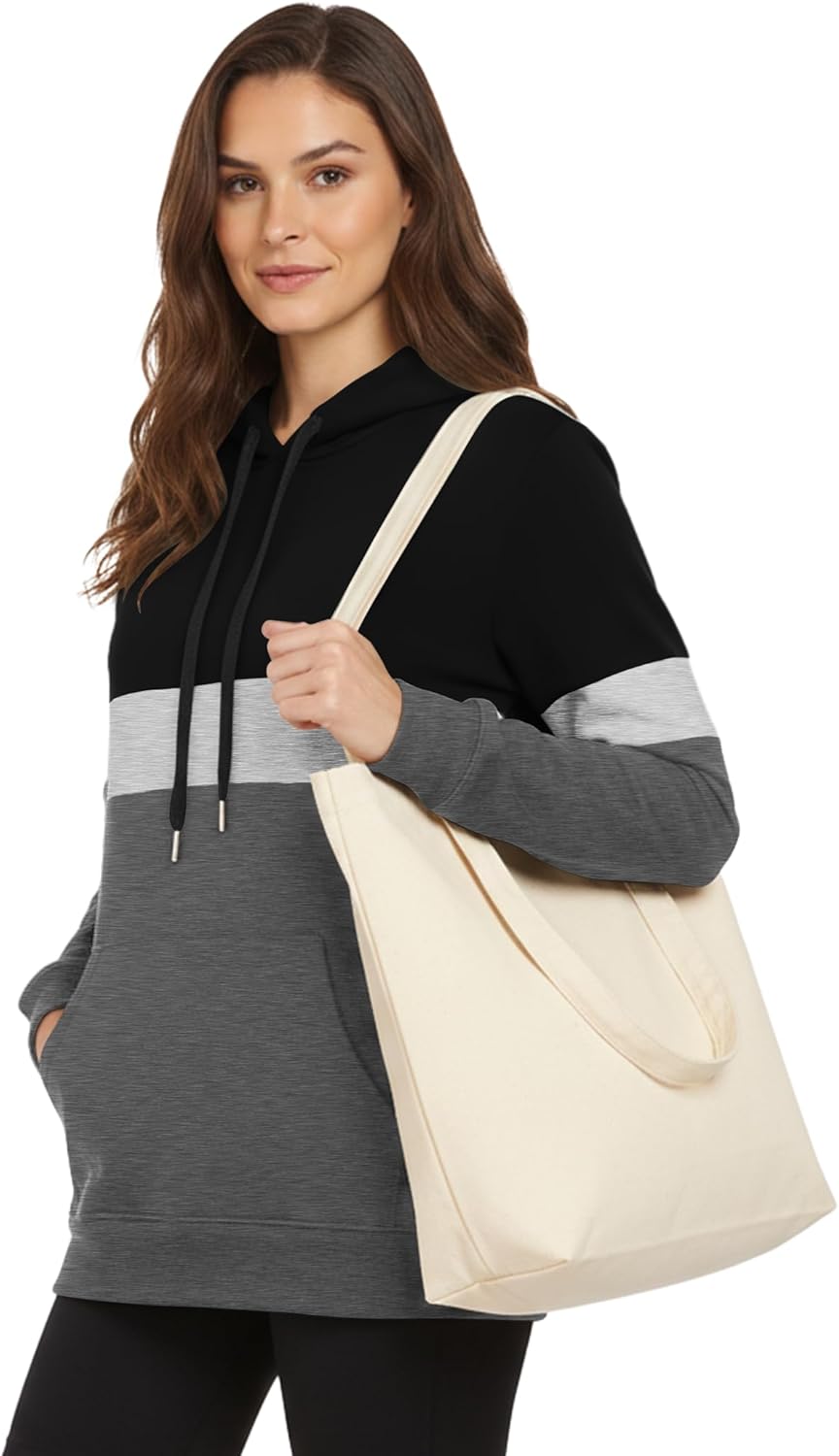 AURUZA Hoodies for Women Sweatshirt with Pocket, Women's Long Sleeve Loose Fit Pullover Hooded Drawstring Tunic Top - Image 2