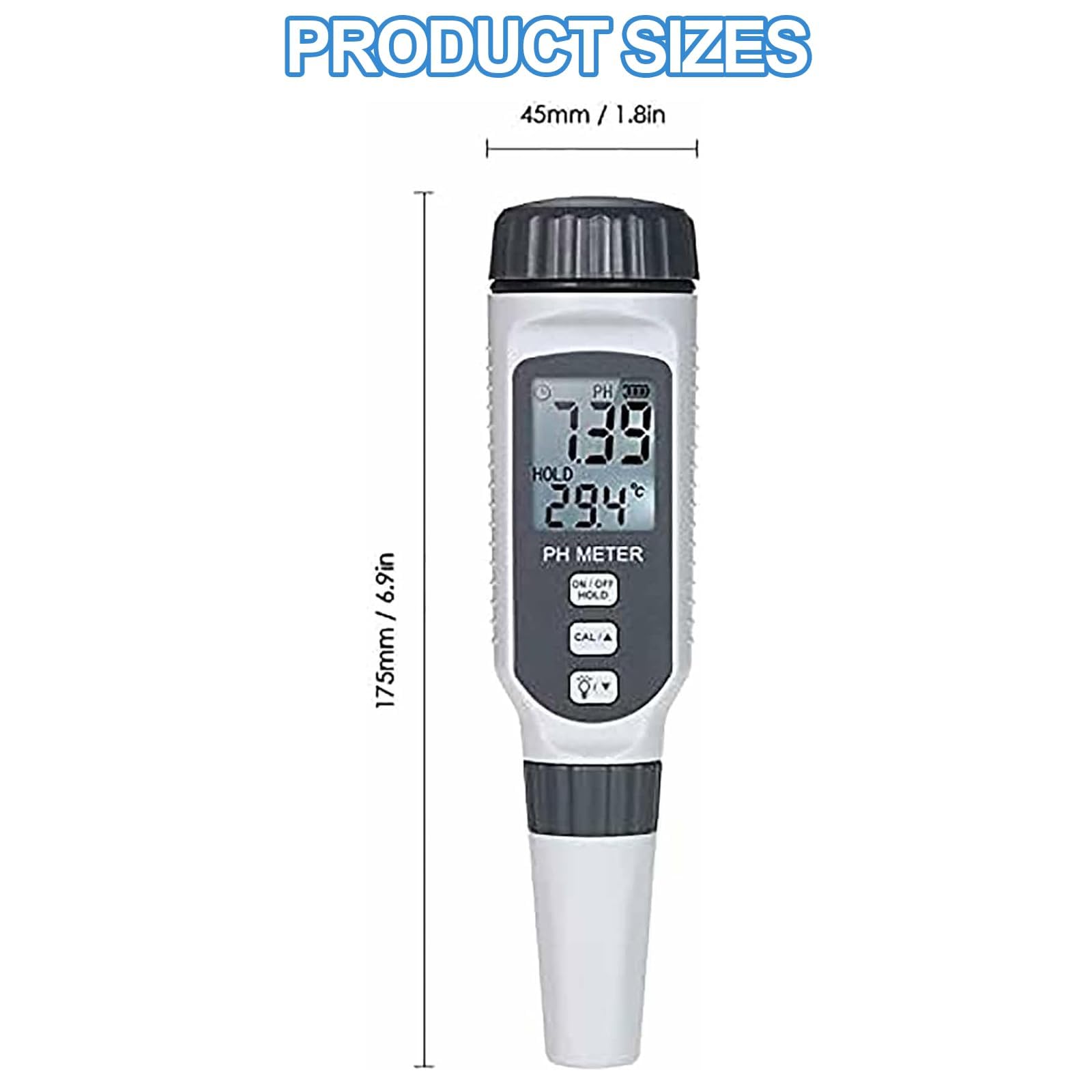 Misuratore digitale di pH, analizzatore di qualità dell'acqua ad alta precisione con display LCD, portatile e compatto per acqua potabile, piscine e acquari