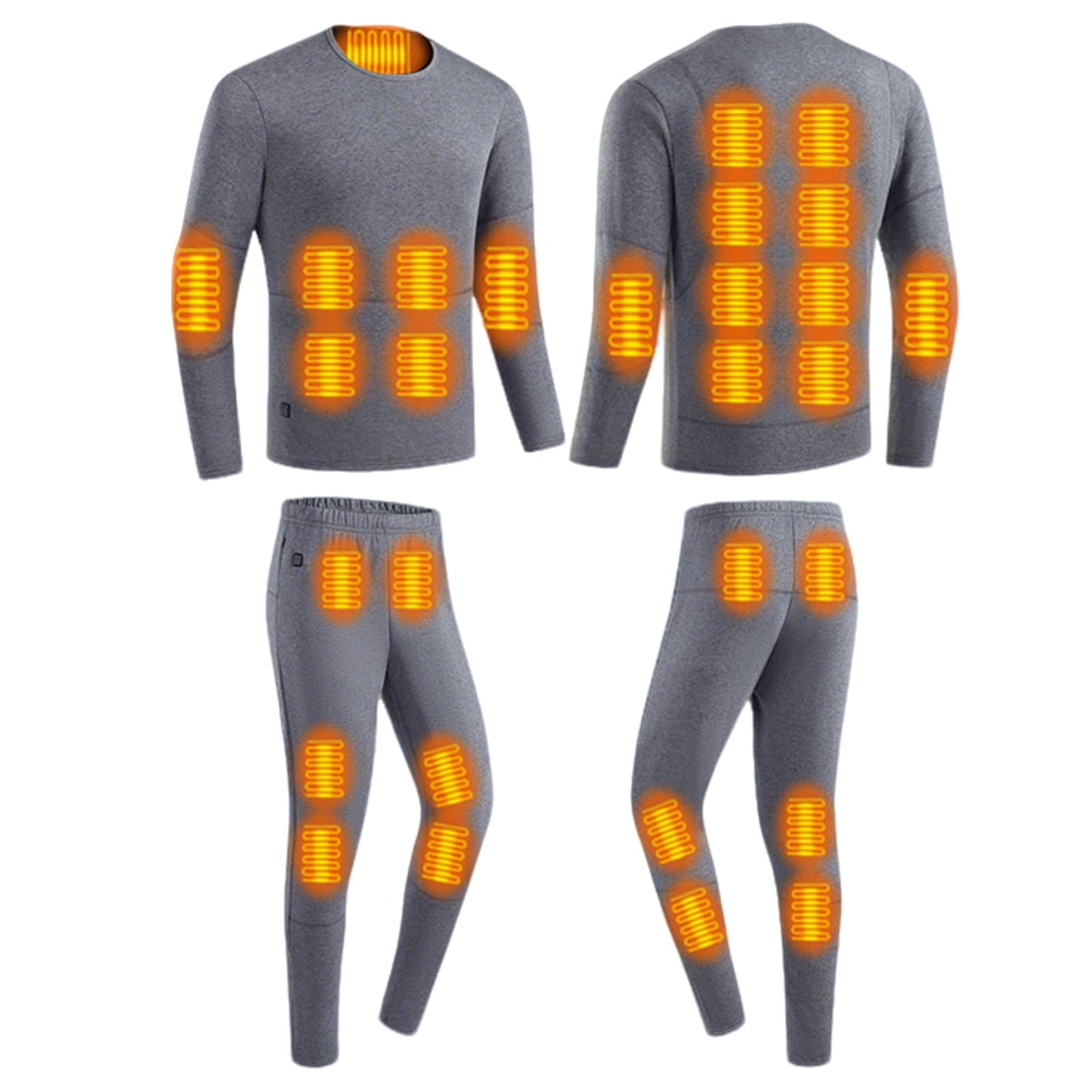 Conjunto Térmico USB Hombre Mujer, Camiseta 16 Zonas Calor Pantalón 12, Tejido Algodón Suave Transpirable, Secado Rápido Ideal Esquí Moto Trabajo Frío Invierno Unisex Cálido Cómodo