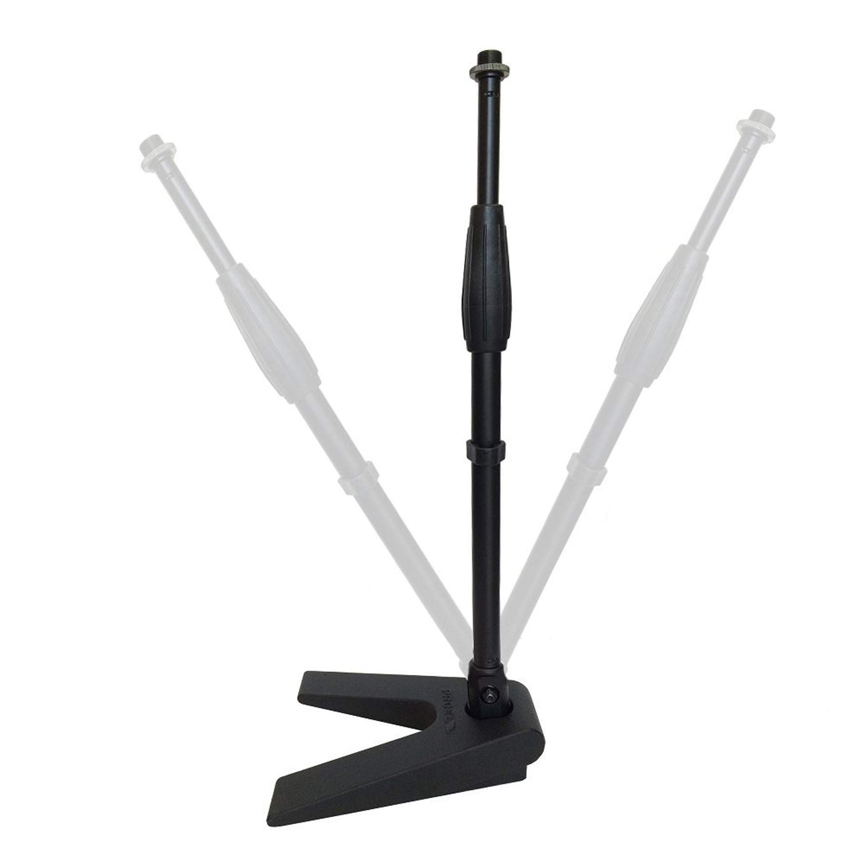 Proel DST110BK + APM10 - Base da tavolo triangolare con asta per Microfono, Nero Opaco + Supporto APM10 Reggimicrofono, Nero