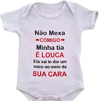 Body Infantil Manga Curta Para Bebê Branco Temático Frases