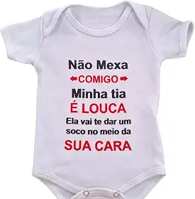 Body Infantil Manga Curta Para Bebê Branco Temático Frases