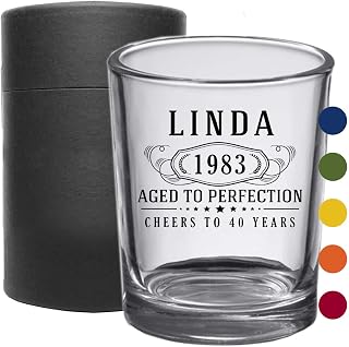 Personalized Printed 2.5oz 1pk Shot Glasses - Customized Birthday Gifts for Men Women, Custom Name Age, Anniversary Retirement Gift Ideas for Him Her, Cheers to Turning Years Old 16 Colors, Bernard