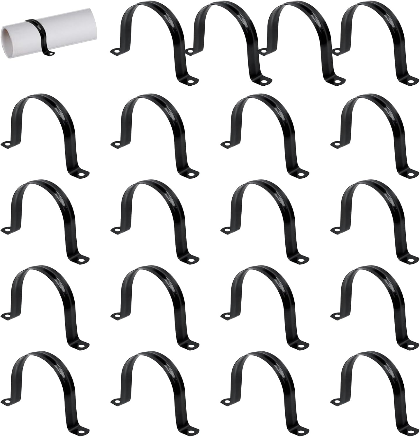 1-1/4 Inch Rigid Pipe Strap Clamps, 304 Stainless Steel 2 Hole Conduit Tube Strap U Bracket with screws, Metal Heavy Duty Pipe Fasten Clip, for Holder Pipe or Cable (20pcs)