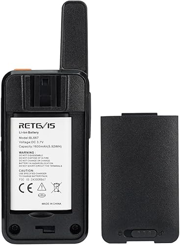 Miniatura 8 de Retevis RB67 Walkie Talkie - Walkie Talkie recargable para adultos de 1600 mAh, largo alcance, pequeñas radios bidireccionales FRS portátiles,