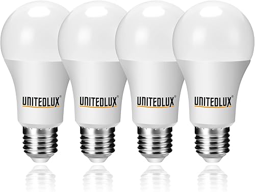 UNITEDLUX Bombillas LED A19 de 9 W equivalentes a 60 W, 800 lúmenes CRI 90+ blanco cálido 3000 K, base estándar E26, bombillas de CA no regulables