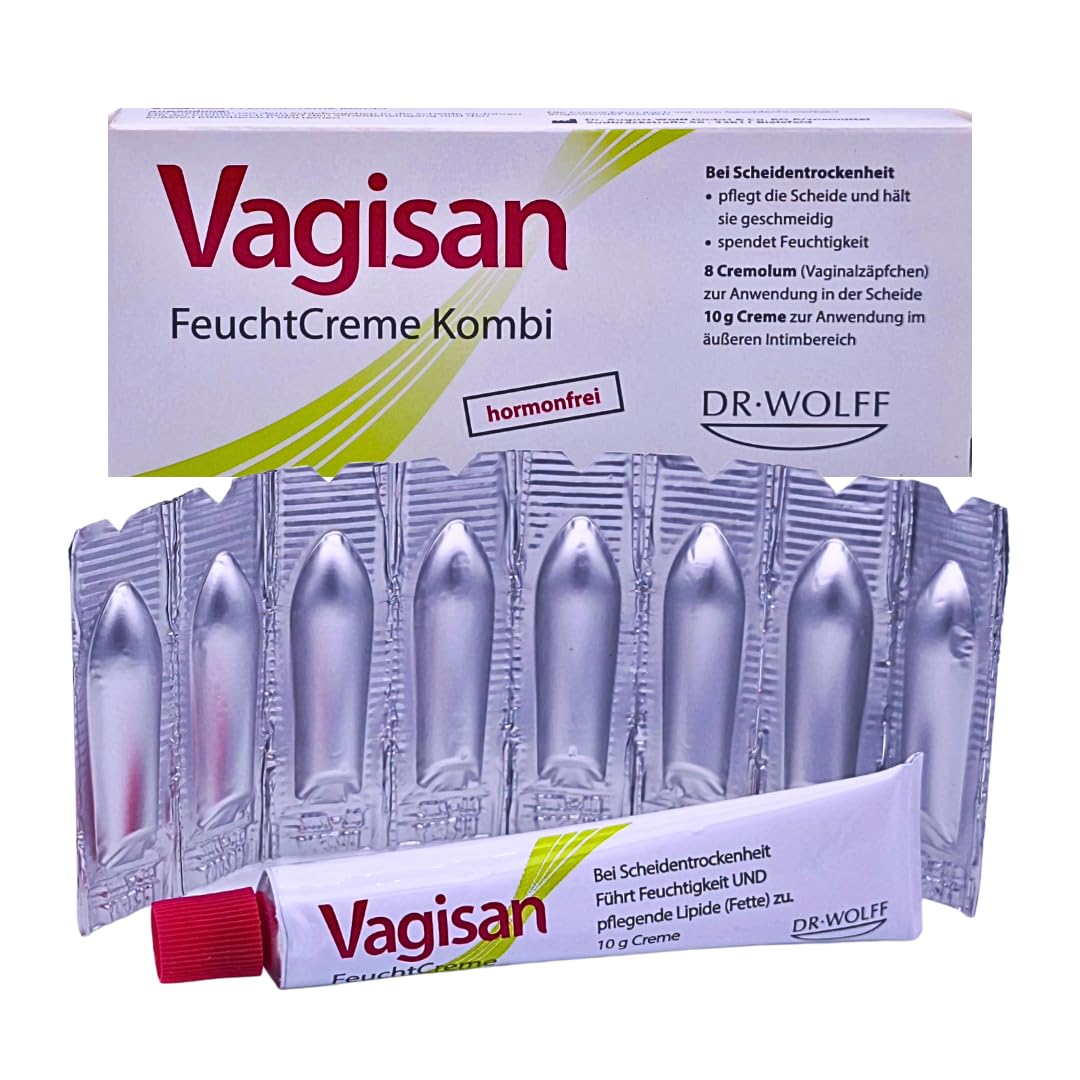 Vagisan FeuchtCreme Kombi 8 Cremolum + 10 g Creme I Hormonfreie Intimpflege bei Scheidentrockenheit, Brennen, Juckreiz I Ohne Applikator & pH-optimiert I Spar-Set plus Pharma Perle give-away (3x)