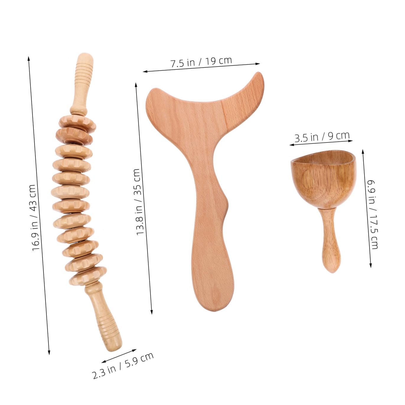 Artibetter Kit Maderoterapia Corporal Masajeador de Madera Ligero y Tabla de Masaje Compacta para Esculpir el Cuerpo y Relajar Músculos, Fácil de Transportar y Almacenar