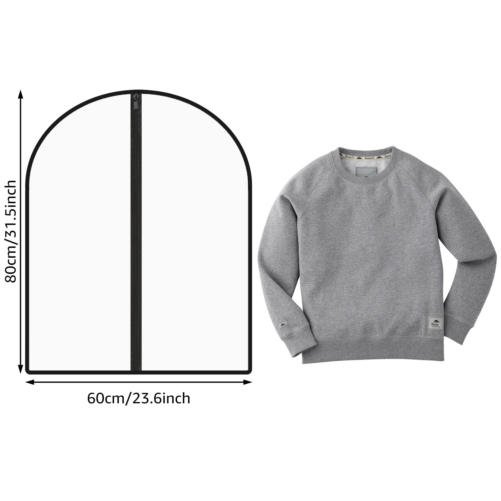 20 PCS Housses de Vêtements, Housse Vetements à Suspendre, Housses de Protection avec zip pour Chemsie/Veste/T-shirt, Anti Poussière Etanche Mite Humidité - 60 x 80cm