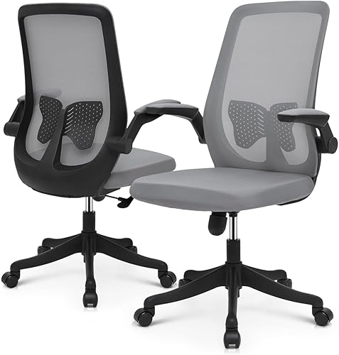 Miniatura 10 de MoNiBloom Silla de oficina, silla de trabajo, silla ergonómica de escritorio, soporte lumbar, silla de malla transpirable con brazos abatibles,