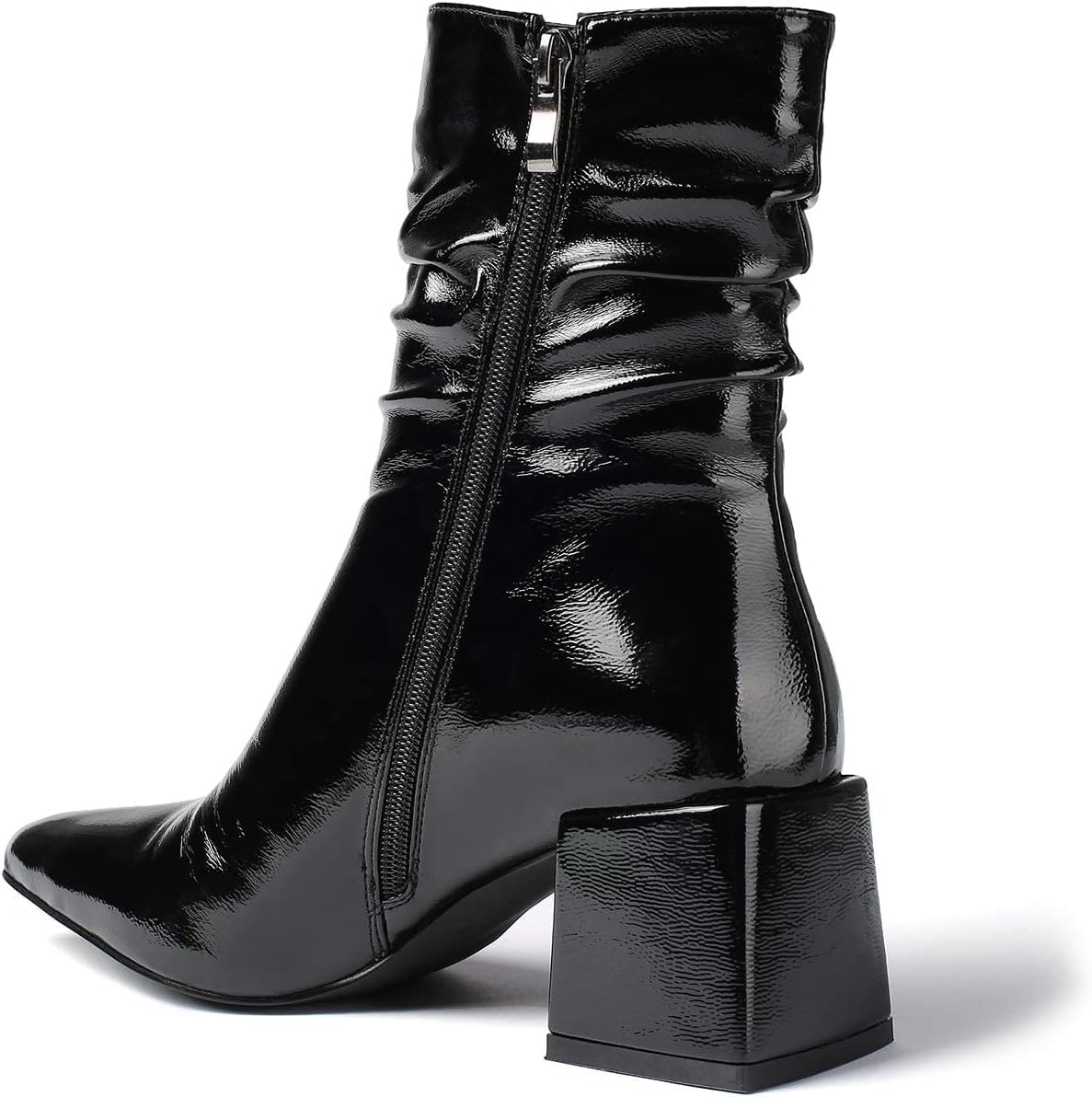 vivianly Pointed Toe Ankle Boot Mid-Calf Boots Chunky Block Heel Booties for Women