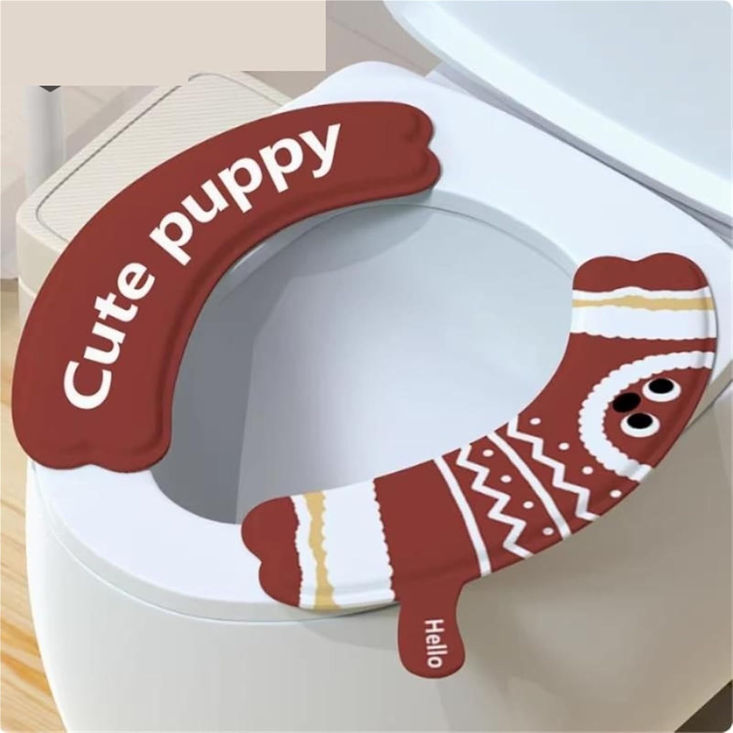 Cartoon Toilet Seat Cover Mat Warm Soft Toilet Cover Seat Lid Pad Bathroom Closestool Protector Bathroom Accessories Set(Red-1)
