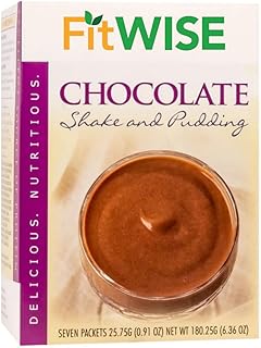 FITWISE - Meal Replacement Pudding or Shake, Low Calorie, 15g Caseinate Protein, Aspartame Free, Low Fat, 7 Servings Per Box (Chocolate)
