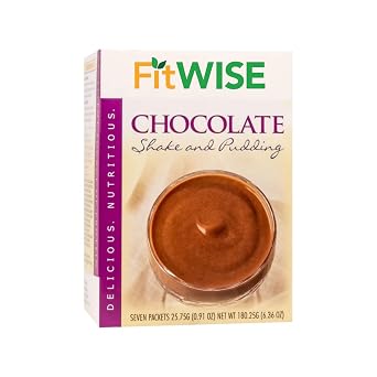 Meal Replacement Pudding or Shake, Low Calorie, 15g Caseinate Protein, Aspartame Free, Low Fat, 7 Servings Per Box Chocolate
