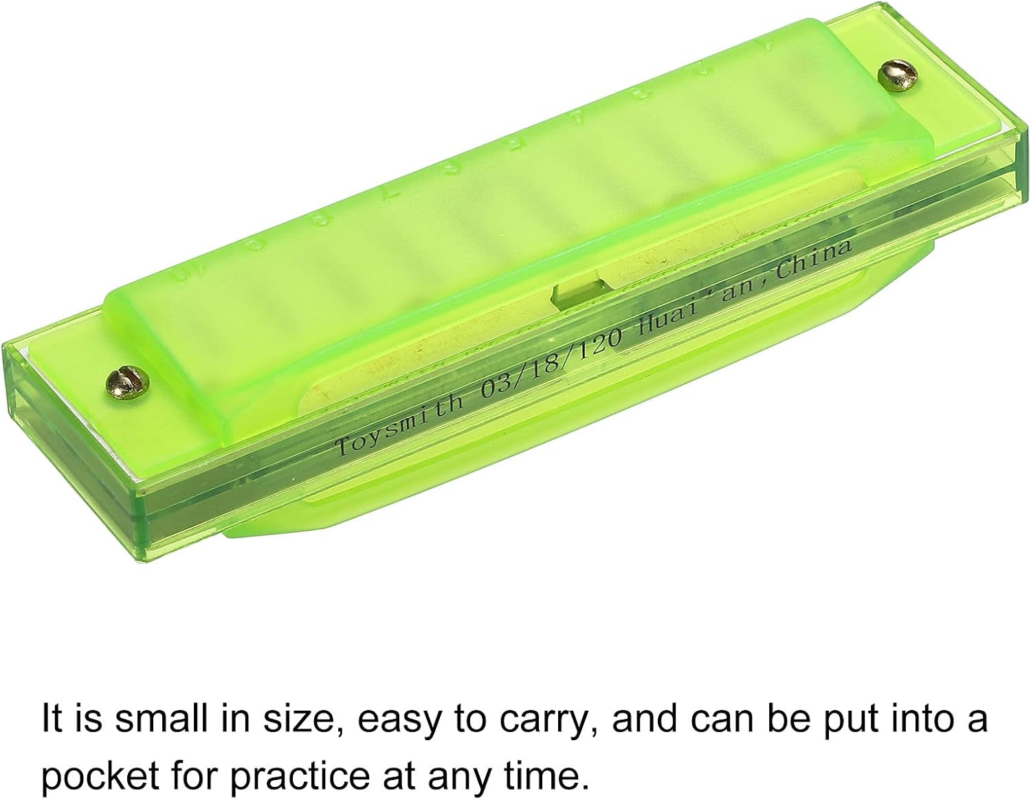 PATIKIL Clearly Colorful Translucent Harmonica 10 Holes Green ABS Harp Mouth with PVC Box for Educational Musical Instruments Beginners Adults Professionals