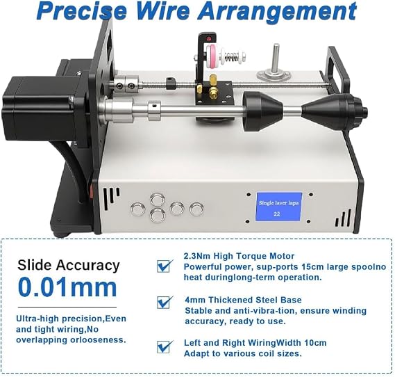 Automatic Coil Winder Machine, 0.02-1.0mm Diameter Industrial Cable Wiring Coil Winding Machine, for Fishing Lines, Solder Wire, and Silk Threads