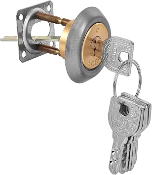 Rim Cylinder Lock Single Head Copper Lock Cylinder with 6 Pcs Keys Replacement Easy to Use for Home, Office, Garden Shed