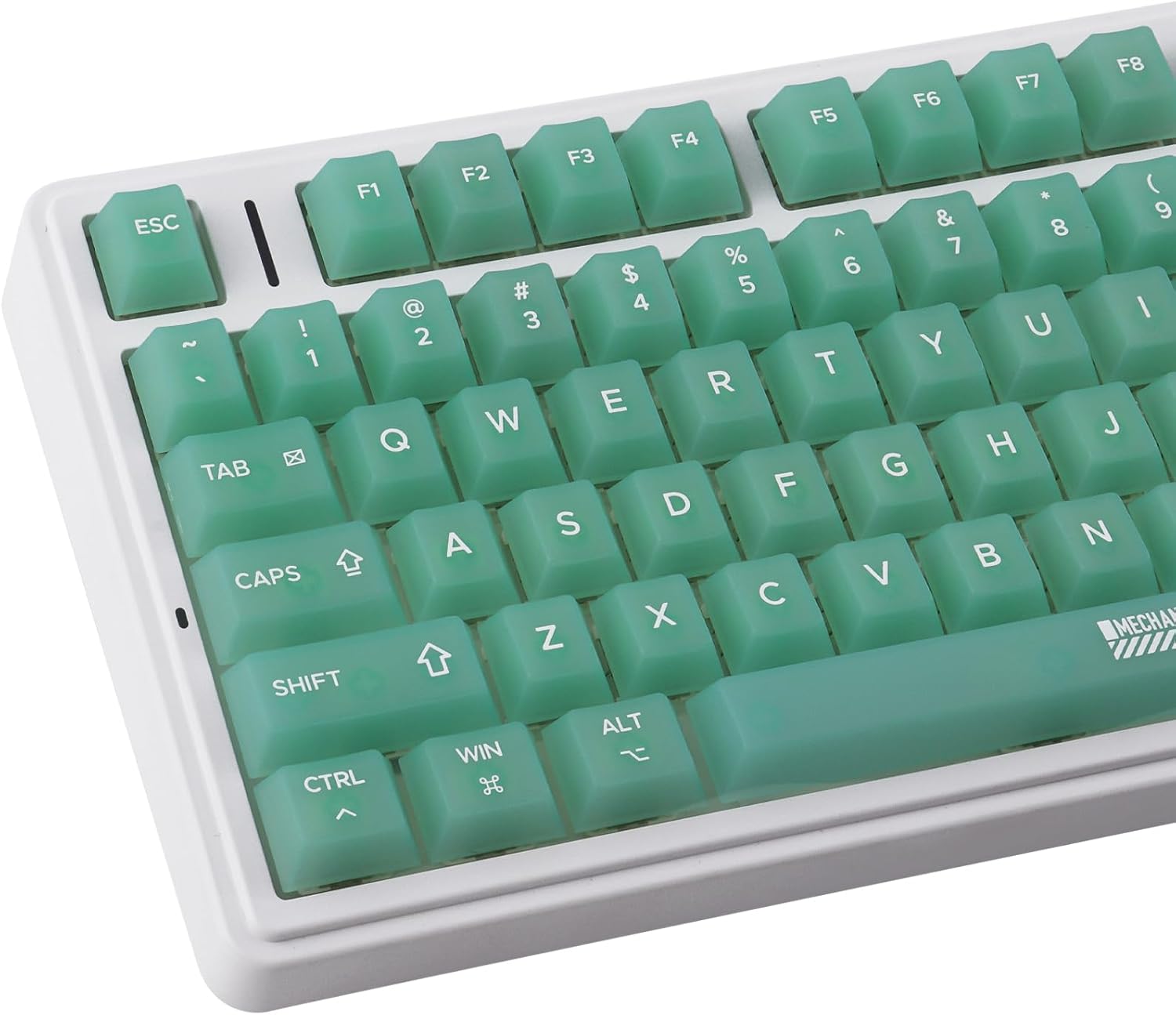 Clear Keycaps, Green Custom Keycaps 75 Percent, 123 Keys Shine Through Transparent Jelly Cute Keycap, PC Material Cherry Profile Keyboard Key Cap Set for Cherry Gateron MX Mechanical Keyboard
