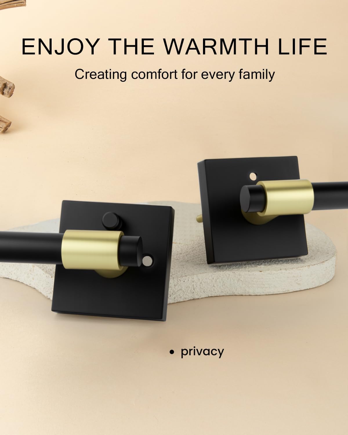 Haidms Black and Gold Door Handles Interior, Heavy Duty Black and Gold Privacy Door Handle Lever, Zinc Alloy Matte Black and Brushed Gold Interior Door Handles for Bedroom, Bathroom (6 Pack)