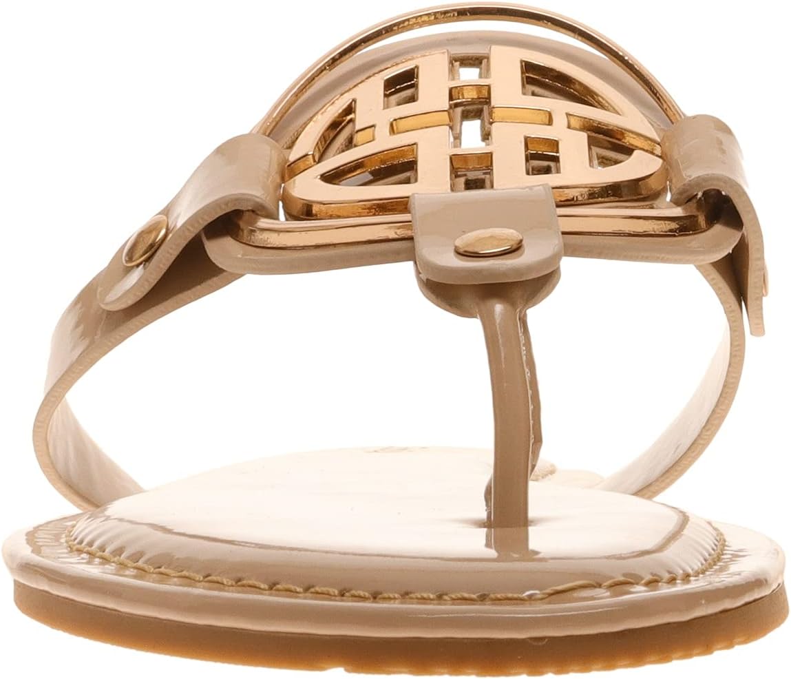 Pierre Dumas Womens Limit-20 Flat Sandal Nude Patent-24 9 - Image 3